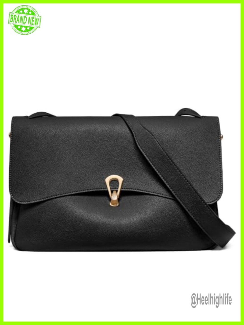 Vintage Flap Messenger Bag Fine-Grained Leather Crossbody Work Commute